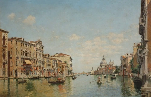 венеция, канал, гранд-канал, гондолы, классическая живопись, масляная живопись, архитектура, исторические здания, балконы, купола, церковь, италия, теплое освещение, отражение в воде, лодки, путешествие, романтика, городской пейзаж, пастельные цвета, старый город, средиземноморский стиль, искусство, живописный вид, спокойствие, культура, итальянская атмосфера