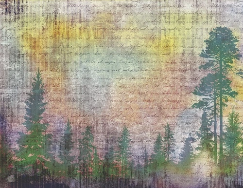 абстракция, лес, текстуры, надписи, разноцветные, деревья, силуэты, арт-дизайн, пастельные оттенки, винтаж, художественные, креативные, для гостиной, в спальню, декоративные, современные, атмосферные