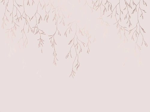 графика, розовая, светлая, медные обои, медный цвет обоев, ветки, листья