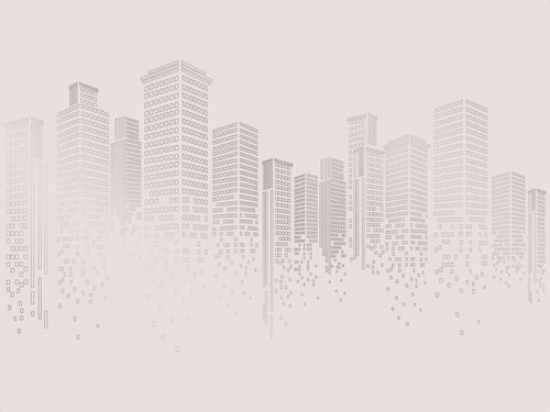 графика, розовая, светлая, с серебром, обои светлые с серебром, город, мегаполис, сити