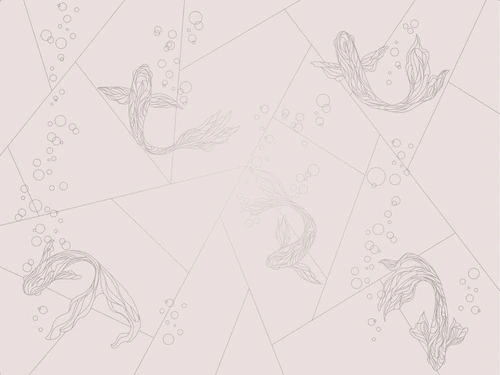 графика, розовая, светлая, с серебром, рыбы