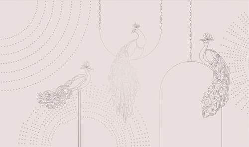 графика, розовая, светлая, с серебром, обои с серебром, павлин