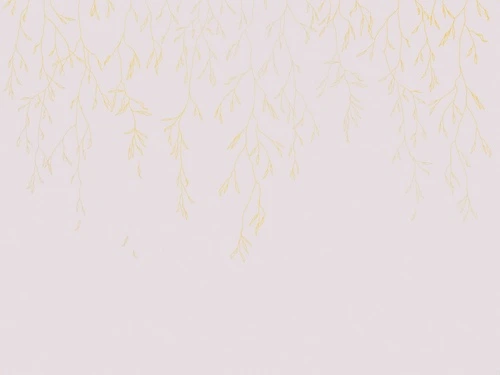 графика, розовая, светлая, белая, золотые линии, золотые листья, ветки