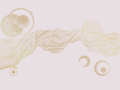 графика, розовая, светлая, белая, золотые линии, вуаль, шар, круг