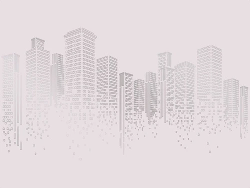 графика, светлая, белая, розовая, с серебром, город, сити, мегаполис, обои с серебром