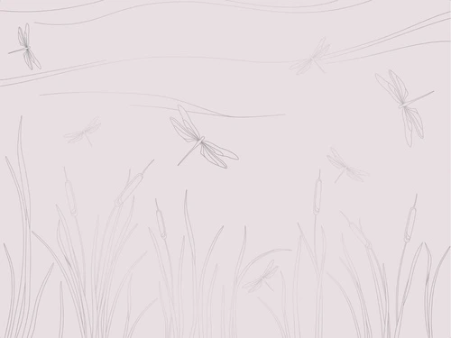 графика, светлая, в комнату девочке, белая, с серебром, трава, стрекозы