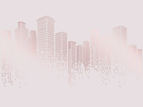 графика, светлая, белая, розовая, медные, сити, город, мегаполис