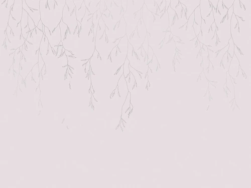 графика, белая, светлая, розовая, серебряные листья, ветки, листья, линии