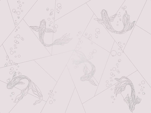 графика, белая, с серебром, рыбы