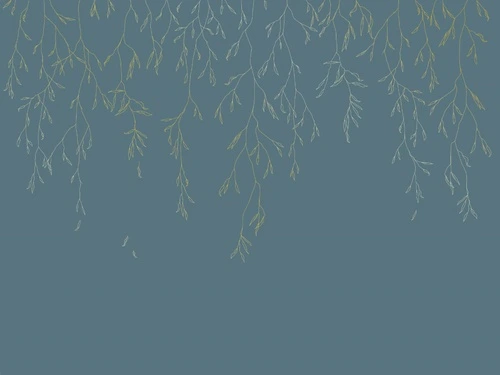 графика, золотые линии, золотые листья, ветки, листья, бирюзовые, темные