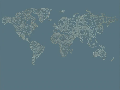 графика, золотые линии, карта мира, карта, бирюзовые, темные