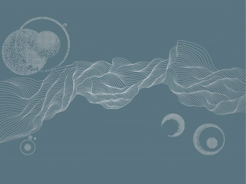 графика, с серебром, линии, вуаль, шары, бирюзовые, темные