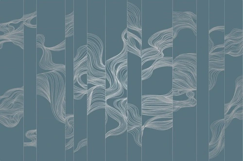 графика, с серебром, волны, вертикальные, бирюзовые, темные
