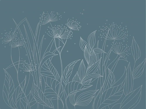 графика, с серебром, линии, трава, листья, бирюзовые, темные