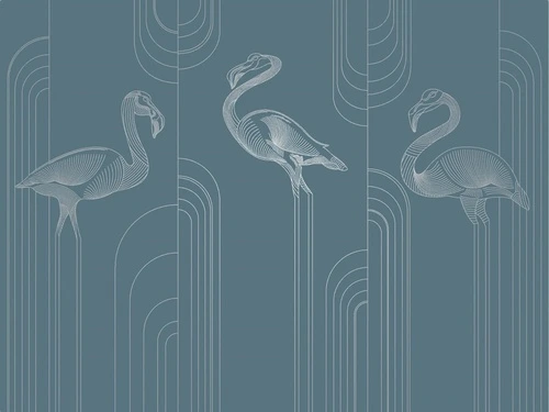 графика, с серебром, фламинго, бирюзовые, темные