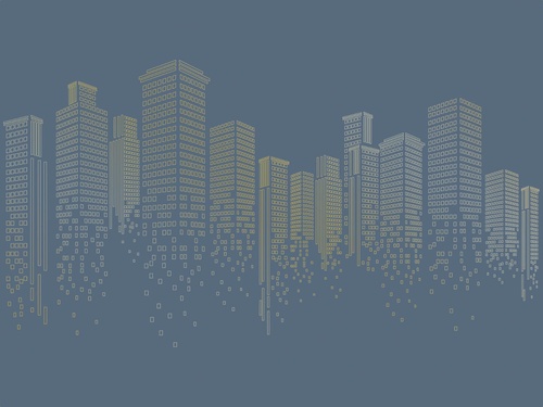 графика, золотые линии, город, сити, мегаполис, синие, темные