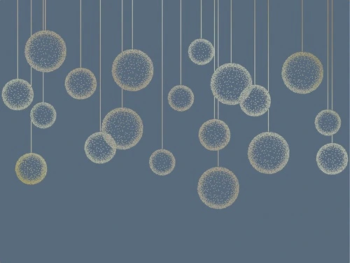 графика, золотые линии, вертикальные линии, шары, синяя, темная, темно-синяя