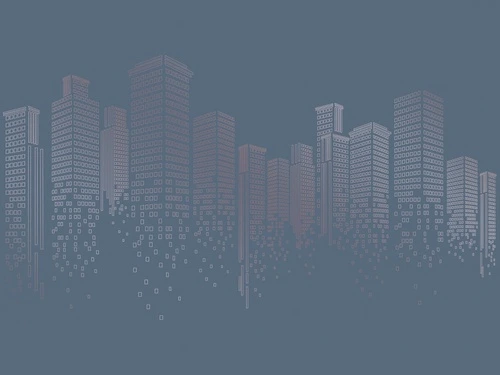 графика, медные, город, сити, мегаполис, синяя, темная, темно-синяя