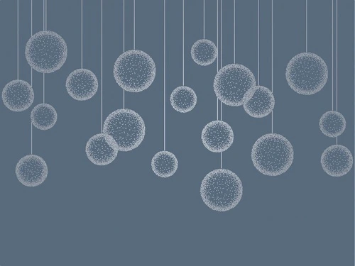 графика, с серебром, вертикальные линии, шары, синяя, темная