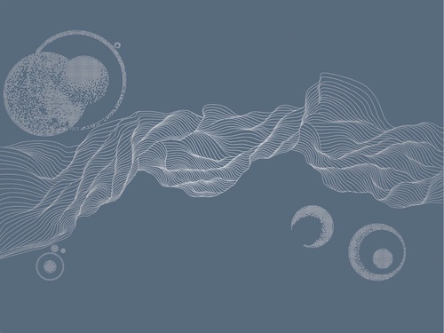 графика, с серебром, вуаль, шары, синяя, темная