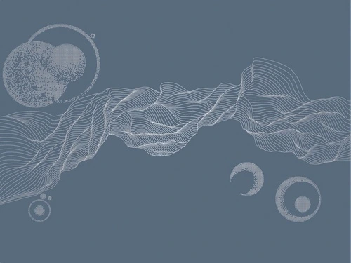 графика, с серебром, вуаль, шары, синяя, темная