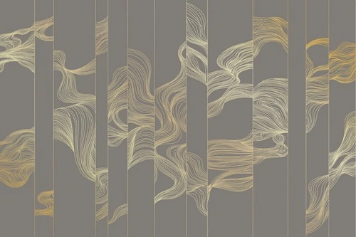 графика, золотые линии, вертикальные, волны, коричневая, темная