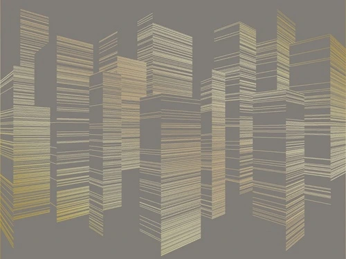 графика, золотые линии, с золотом, в офис, в кабинет, город, улица, высотные дома, коричневая, темная