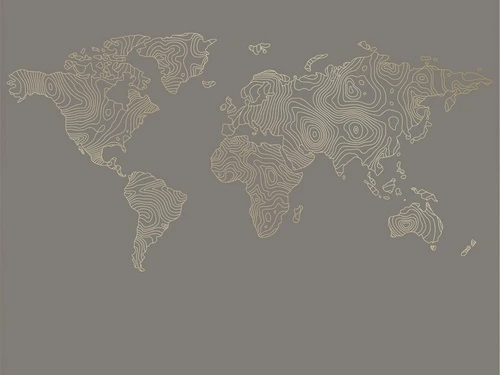 графика, золотые линии, в офис, в кабинет, карта мира, карта, коричневая, темная