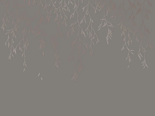 графика, медные, ветки, листья, темная, коричневая