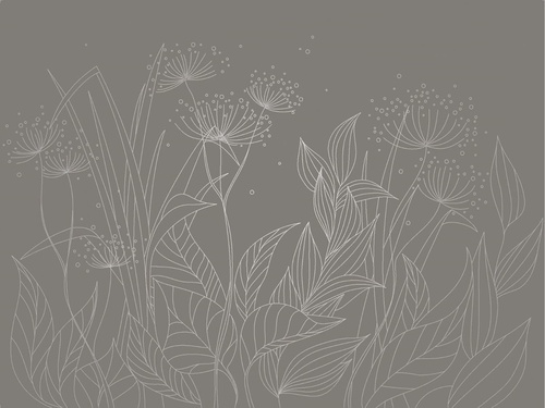 графика, с серебром, трава, листья, коричневая, темная