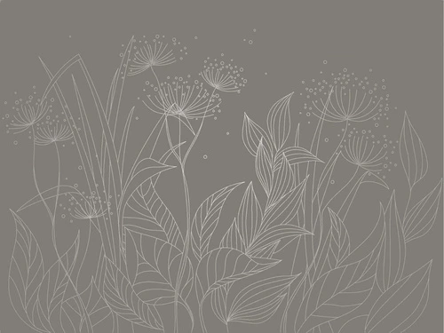 графика, с серебром, трава, листья, коричневая, темная