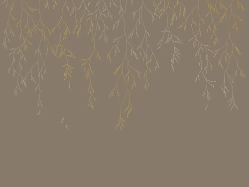графика, золотые линии, золотые листья, ветки, листья, темно коричневая, темная