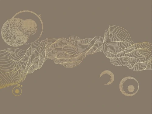 графика, золотые линии, с золотом, в гостиницу, в спальню, в гостиную, темно коричневая, темная