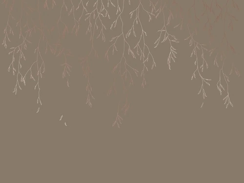 графика, медные, ветки, листья, в спальню, в гостиную, в гостиницу, темно коричневая, темная