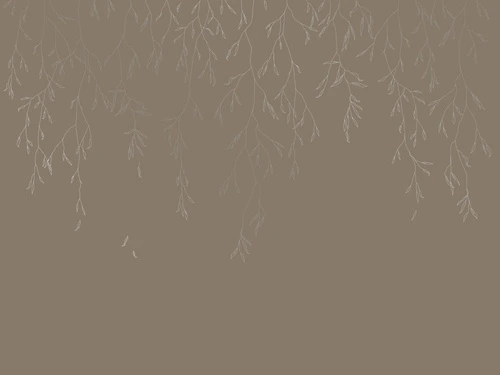 графика, с серебром, серебряные, линии, ветки, листья, в спальню, в гостиную, темно коричневая, темная