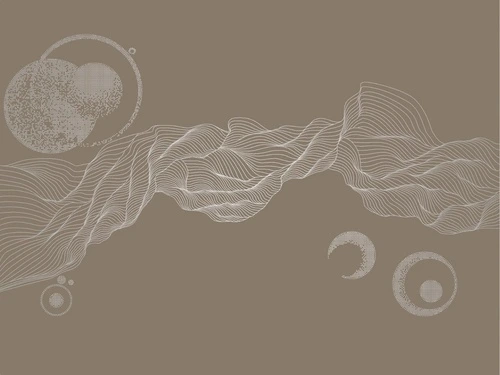 графика, с серебром, линии, вуаль, шары, в гостиную, в кабинет, в салон, в спальню, темно коричневая, темная