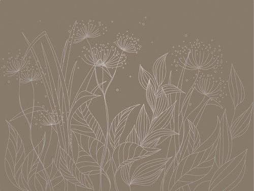 графика, с серебром, трава, листья, темно коричневая, темная