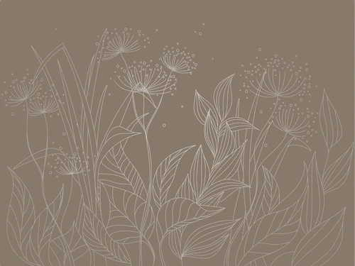 графика, с серебром, трава, листья, темно коричневая, темная