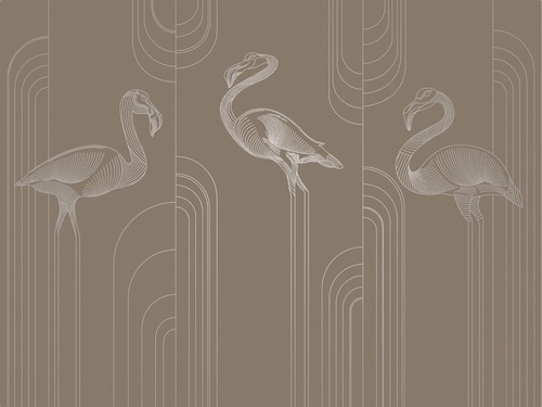 графика, с серебром, фламинго, темно коричневая, темная