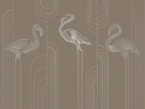 графика, с серебром, фламинго, темно коричневая, темная