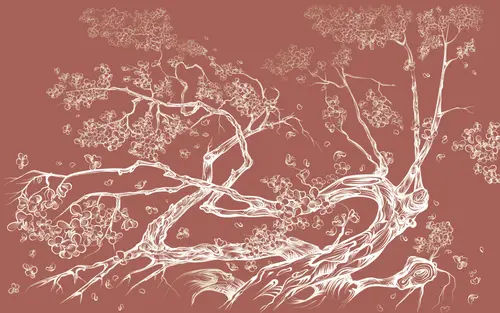 лофт, сакура, природа, современный, листья, минимализм, дерево