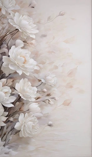 цветы, белые крупные цветы, вертикальные, бежевые