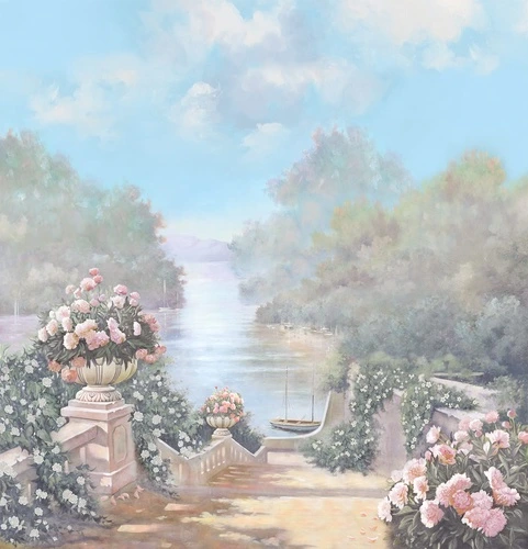 пейзаж, пейзаж с цветами, пейзаж с рекой, расширяющие пространство, 3Д, с перспективой