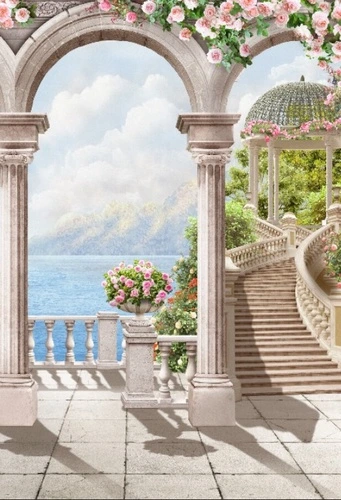 арка, арки, арка обоями фото, арка на кухню, на кухню, цветы, с лестницей