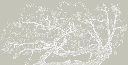 графика, обои графикой, обои графика, дерево на стену, бело-серое, белые фрески на стену, белые