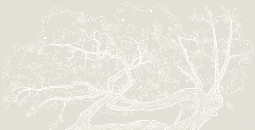 графика, дерево на стену, серо-белая, серая, светлая