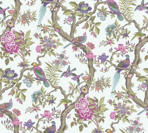 птицы, цветы, ветви, шинуазри, розовые пионы, экзотические птицы, зелёные листья, яркие цвета, восточный стиль, флора, фауна, декоративные, для гостиной, для спальни, для кухни