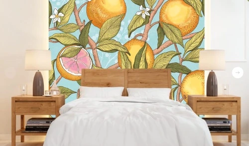 цветы, с фруктами, апельсины, голубая, на голубом фоне, желтые