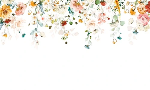 цветы, свисающие, желтая, розовая, зеленая, на белом фоне