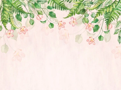 цветы, свисающие, розовая, зеленая, тропические